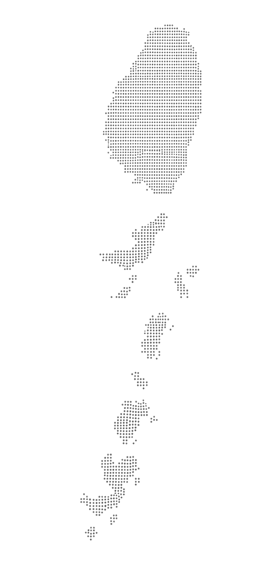 Dotted outline map of St. Vincent and the Grenadines